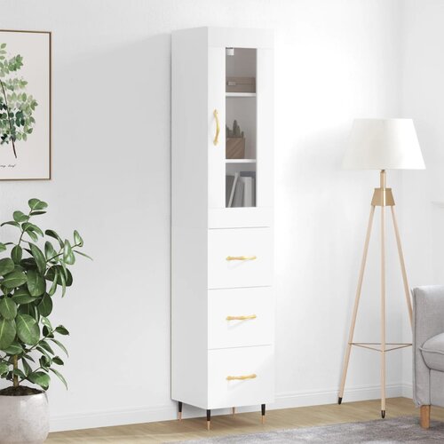 VidaXL Visoka omara bela 34,5x34x180 cm inženirski les Slike