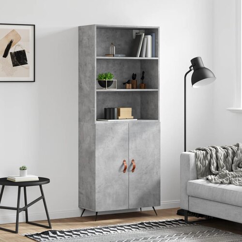 The Living Store Visoka komoda betonsko siva 69,5x34x180 cm inženirski les - Visoka Omara, (21435187) Slike