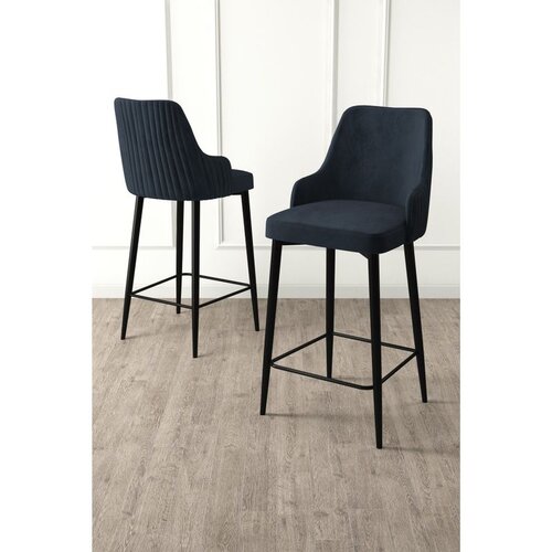 Hanah home set od 6 barskih stolica Tera, antracit tkanina Babyface, crne metalne noge Cene