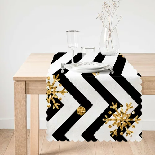 Minimalist Cushion Covers Namizni tekač Colorful White Zigzag, 45 x 140 cm