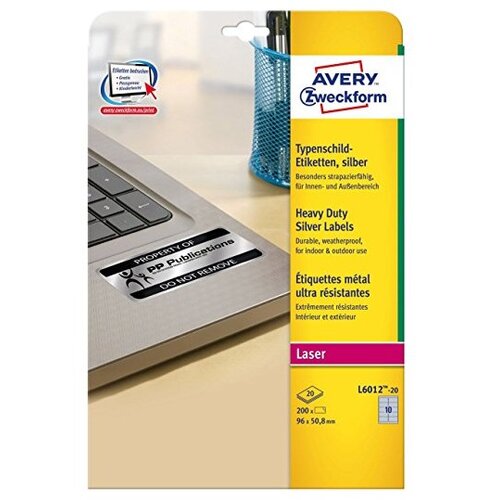 Avery Zweckform Zelo odporne etikete iz metaliziranega poliestra, srebrne 96 x 50,80 mm Slike