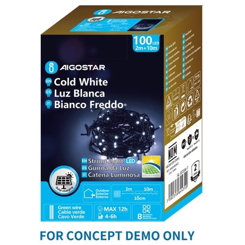 Aigostar LED solarni božićni niz 500xLED/8 funkcija 52 m IP65 hladna bela 1200 mAh Slike