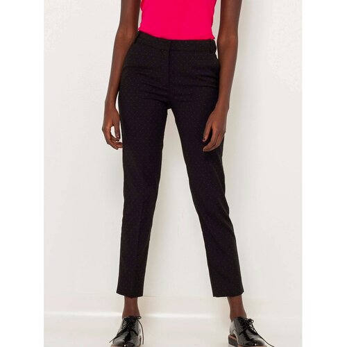 Camaieu Black Patterned Shortened Straight Fit Pants - Women Cene