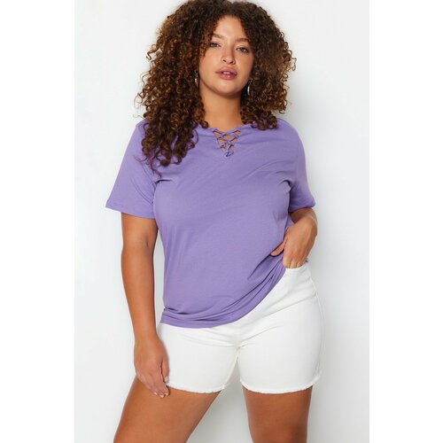 Trendyol Curve Plus Size T-Shirt - Purple - Regular fit Cene