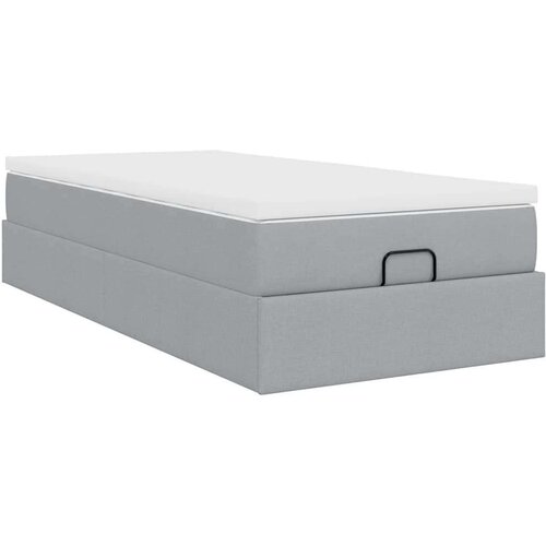 VidaXL Otomanski okvir kreveta s madraca svijetlosivi 90x190cm tkanine Slike