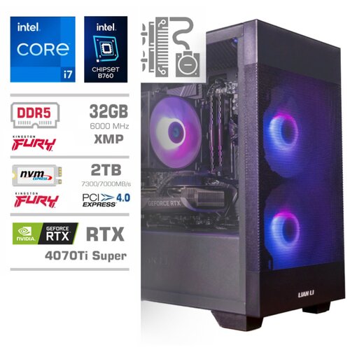 MEGA Računalnik MT S7X GAMER i7-14700KF/RTX4070Ti Super/32GB-DDR5/2TB-4.0/750W/Brez OS/črna RGB, (21009127) Cene