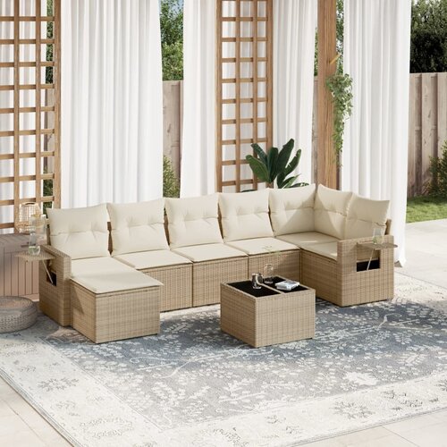 vidaXL 8-dijelni set vrtnih sofa od poliratana s jastucima bež Cijene