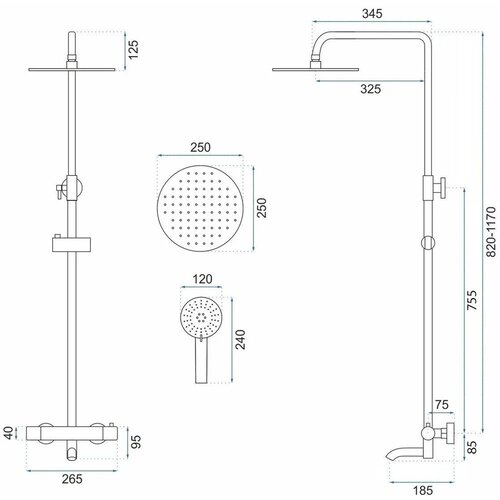 REA Bath Tu&amp;scaron; set s termostatom Lungo Titan Slike
