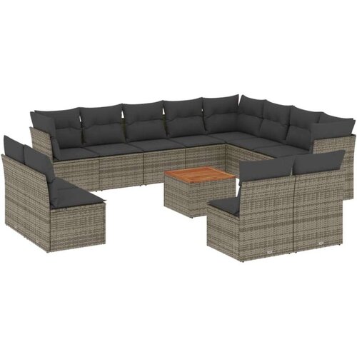 VidaXL 13-dijelni set vrtnih sofa od poliratana s jastucima sivi Slike