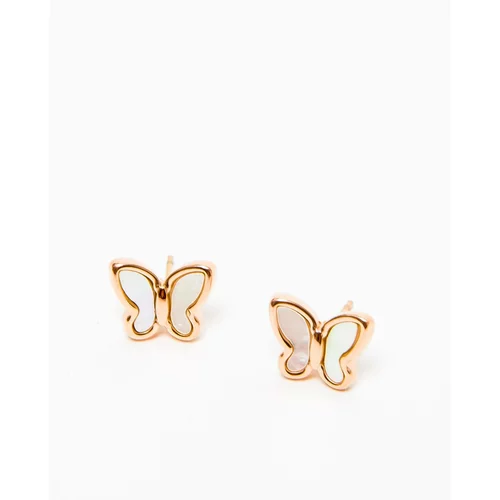 Yups Earrings with enamel butterfly white