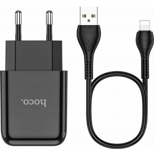 Hoco. pametni hi&amp;scaron;ni polnilec N2 z USB vtičem in s polnilnim kablom Lightning 2,1A - črn Slike