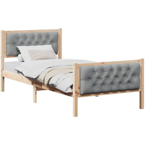  Krevetna konstrukcija s uzglavljem Svijetlo siva 90 x 200 cm Smeđa Slike