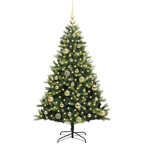  Umjetno rasklopivo božićno drvce 150 LED-a Zelena 120 cm Slike