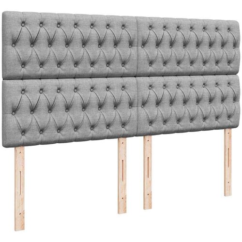 VidaXL okvir kreveta s madracima svijetlosivi 200x200cm od tkanine Slike