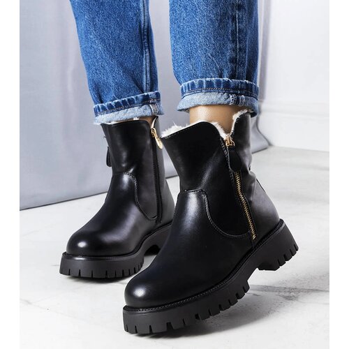 Gemre Black insulated ankle boots with fur Teris Cene