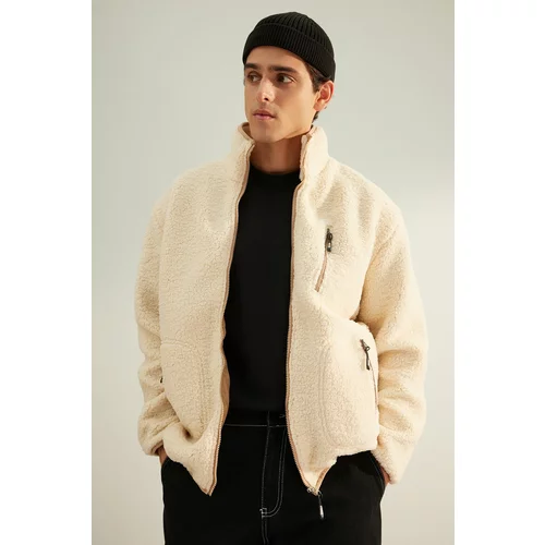 Trendyol Limited Edition Ecru Men's Regular Fit Welsoft Plush Winter Coat