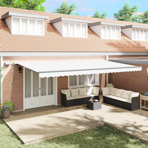 VidaXL Ručno uvlačiva tenda s LED bijela 600x300 cm, Zamjenska tkanina za tenda 6x3 m bijela Slike