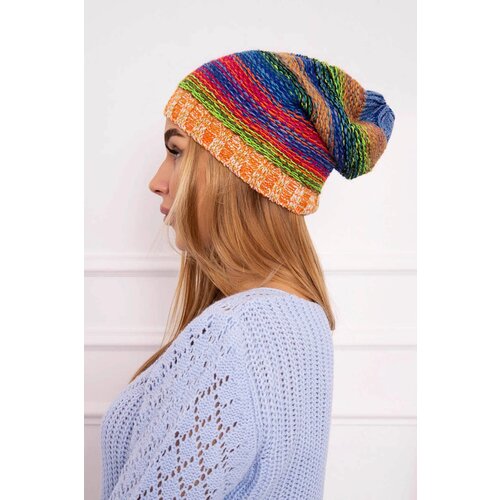 Kesi Cap with fleece Krystyna K207 cornflower + orange Slike