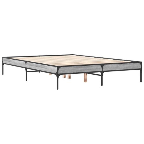  Okvir za krevet boja hrasta 120x190cm konstruirano drvo i metal Siva 120 x 190 cm Slike