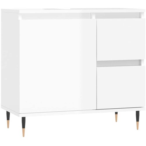 Maison Chic Kopalniška omarica - Kopalniški kabinet visok sijaj bela 65x30x190 cm inženirski les, (21794483) Cene