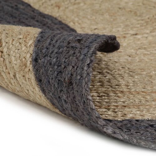 vidaXL Ručno rađeni tepih od jute s tamnosivim rubom 210 cm Cene