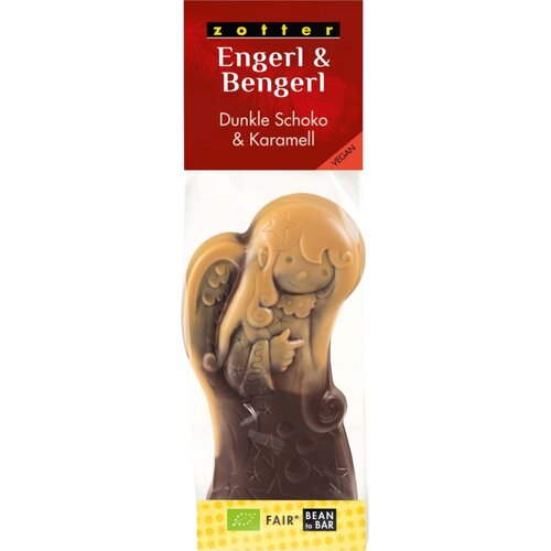 Zotter Schokoladen Bio votli figurici - "Angelček & navihanec", temna čokolada in karamela - 80 g Cene