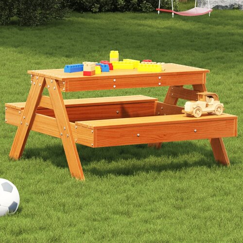 vidaXL Piknik miza za otroke voščeno rjava 88x97x52 cm trdna borovina Cene