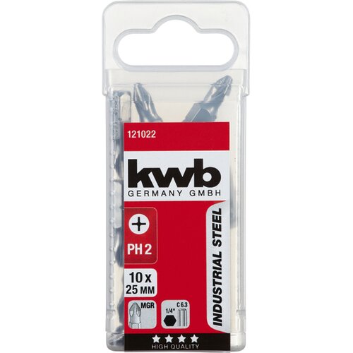 KWB bit PH2 25mm Ind. Čelik - 10 kom 1/4&amp;quot; C 6.3 prihvat - TQ 60 Slike