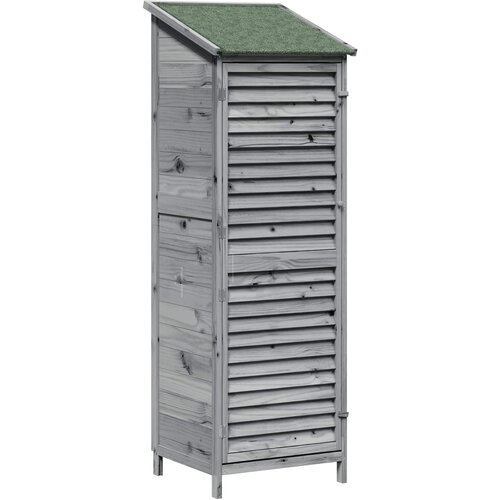 VidaXL Vrtna &amp;Scaron;upa s krovom Siva 59 x 56 x 176 cm Čvrsto drvo jele - Siva 59 x 56 x 176 cm Slike