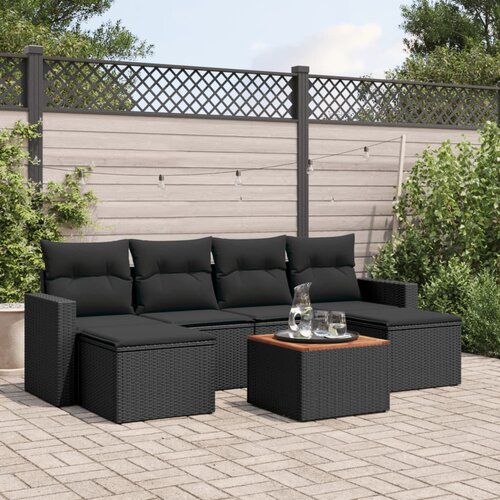  7-dijelni set vrtnih sofa od poliratana s jastucima crni Cijene