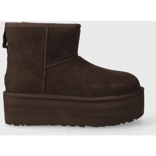 Ugg Čizme za snijeg od brušene kože Classic Mini Platform boja: smeđa, 1134991