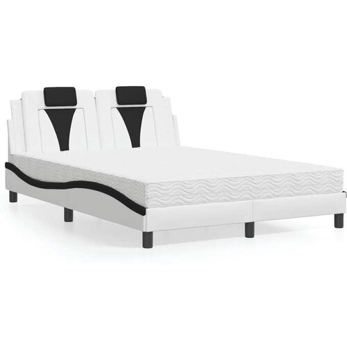 vidaXL Krevet s madracem bijeli i crni 140 x 190 cm od umjetne kože Cene