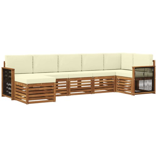 vidaXL Kotna sedežna garnitura z blazino 6 pcs Naravna in smetana, (5000283867) Cene