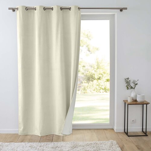 Douceur d int&amp;eacute;rieur Kremno bela žametna izolacijska zavesa 140x260 cm Polarchic &amp;ndash; Slike