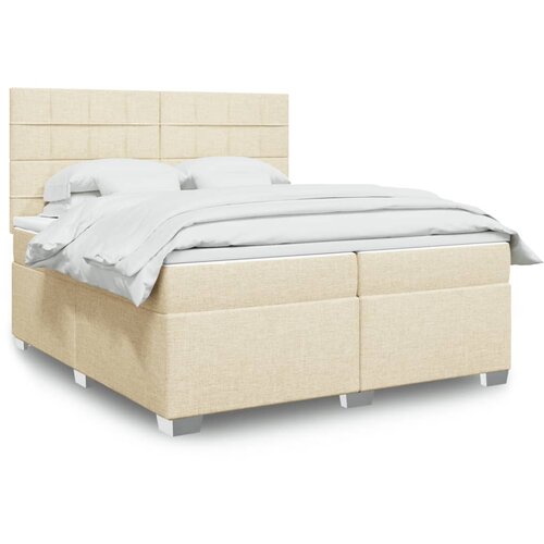 vidaXL Krevet s oprugama i madracem krem 200 x 200 cm od tkanine Cijene