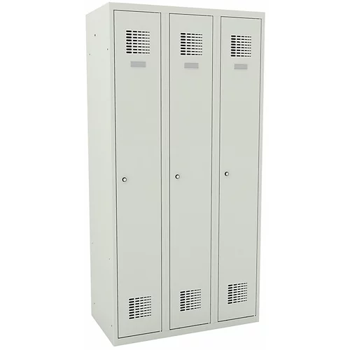  Garderobna omara, VxŠxG 1800 x 900 x 500 mm, s podnožjem, svetlo siva vrata