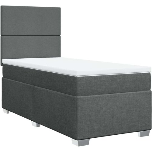 VidaXL Krevet s oprugama i madracem tamnosivi 90 x 190 cm od tkanine Slike