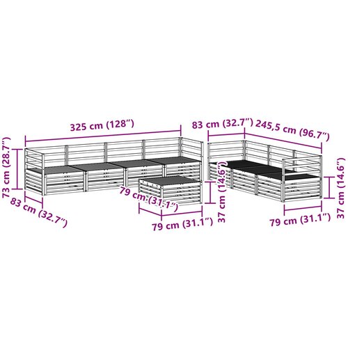  Set vanjskih sofa 8 kom. Prirodna Čvrsto drvo akacije Smeđa 79 x 79 x 37 cm Slike