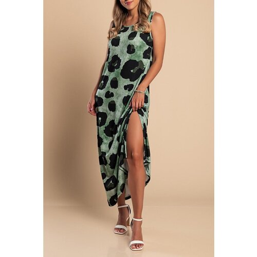 Fenzy Maxi Obleka Z Leopardjim Potiskom, Zelena Slike