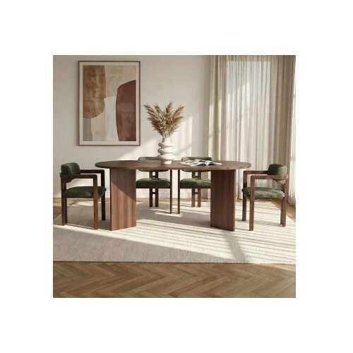 Hanah home Set Trpezarijski sto i 4 stolice Meridia 4 Milano Walnut Dark Walnut Green Slike