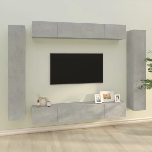  8-dijelni set TV ormarića siva boja betona konstruirano drvo