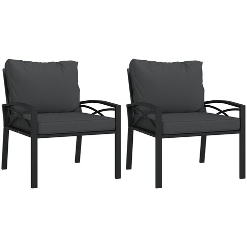 Maison Chic Vrtni stoli - Stol za vrt s sivimi blazinami 2 kosa 68x76x79 cm jeklo JS2006, (21877166) Slike