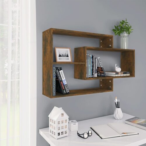 VidaXL Zidna polica boja hrasta 104 x 20 x 58,5 cm konstruirano drvo Slike