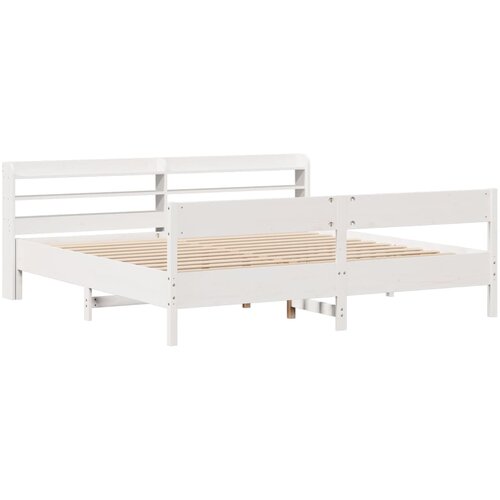 VidaXL Okvir kreveta bez madraca bijeli 200x200 cm od masivne borovine Slike