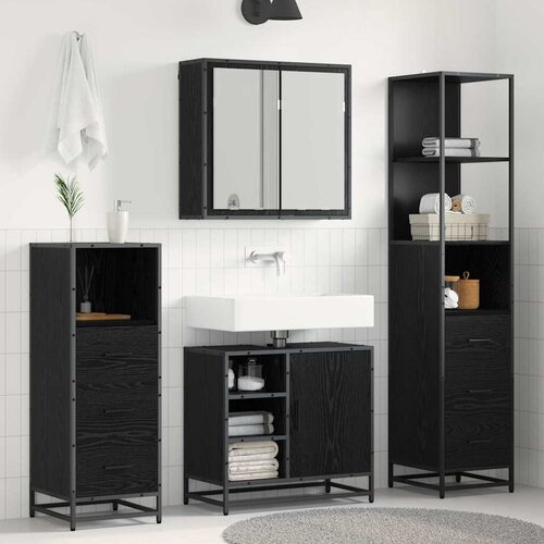  Set namje&scaron;taja za kupaonicu 3 kom. Crni hrast 65 x 33 x 60 cm Cijene