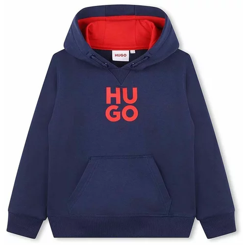 Hugo Otroški pulover mornarsko modra barva, s kapuco