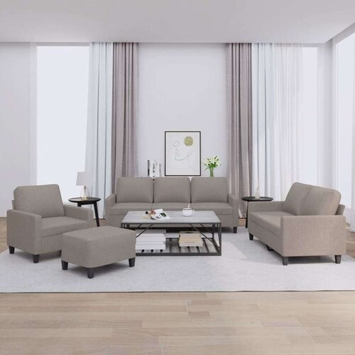  4-dijelni set sofa s jastucima smeđesivi od tkanine Cijene