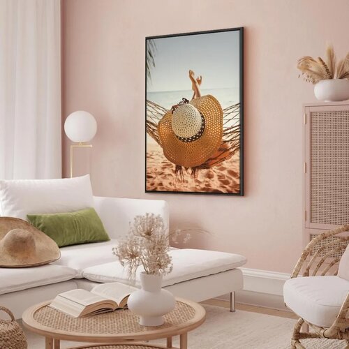  Slika - Hammock on the Beach (1 Part) Vertical 80x120 U crnom drvenom okviru Slike
