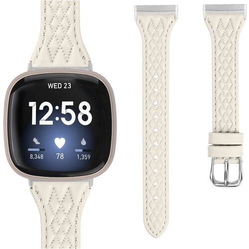 INF Pašček za uro iz pravega usnja za Fitbit Versa 4 Apricot, (21583568) Cene