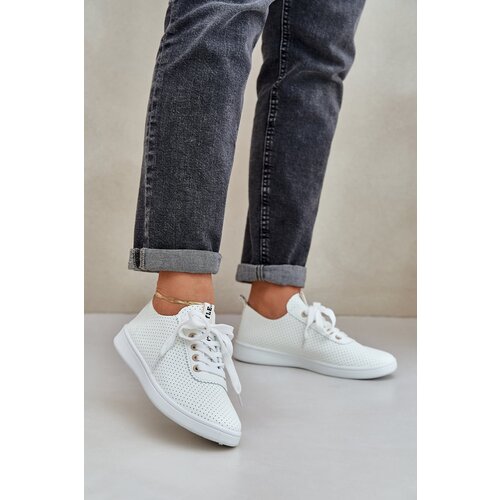 PS1 Ladies Perforated Lace-Up Sneakers Light Beige Carinel Cene